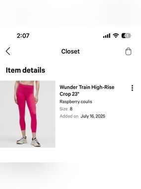lululemon High-Rise Crop Leggings in Raspberry coulis